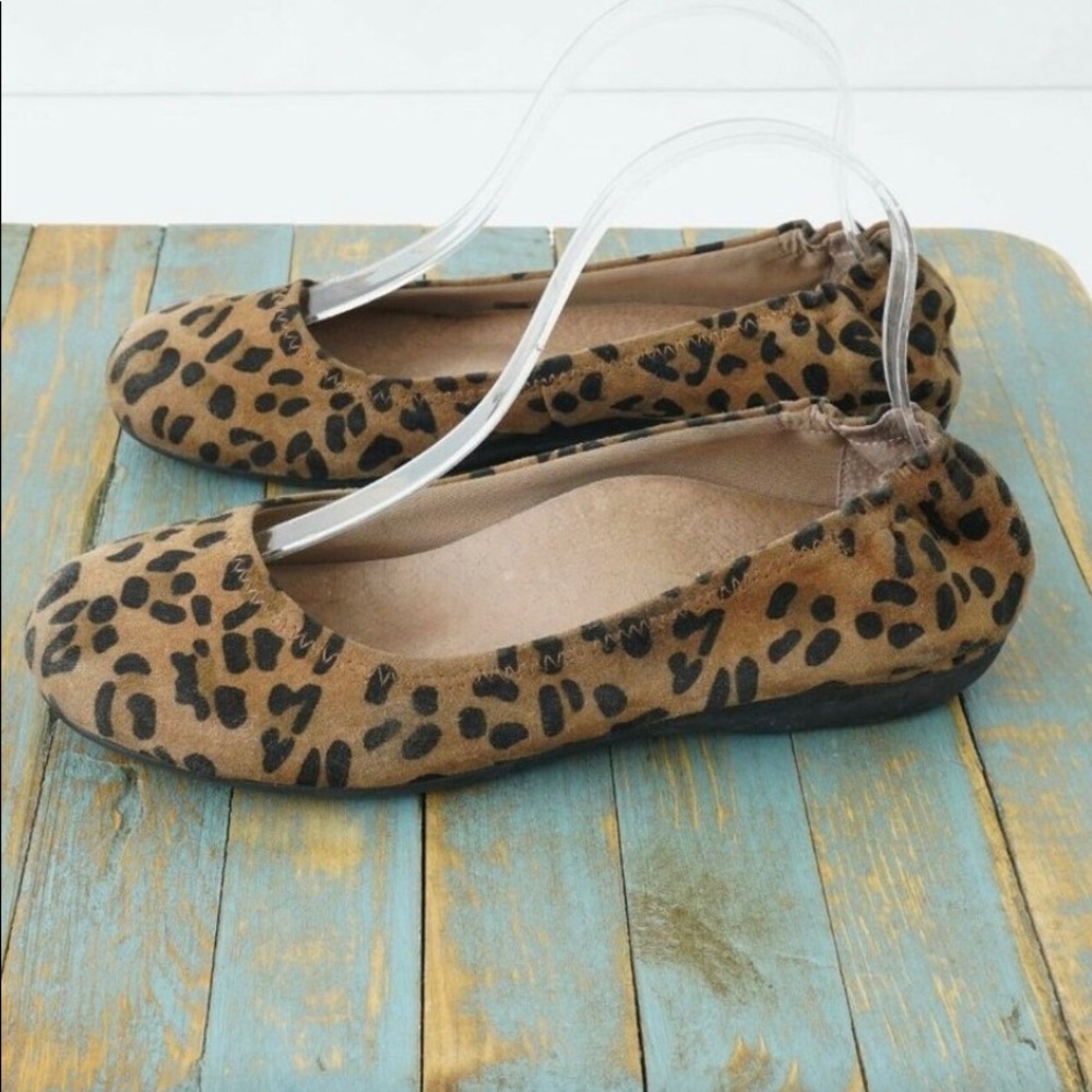 Abeo Womens Tammy Flats Brown Black Suede Leopard Print Arch Support Size 7.5M